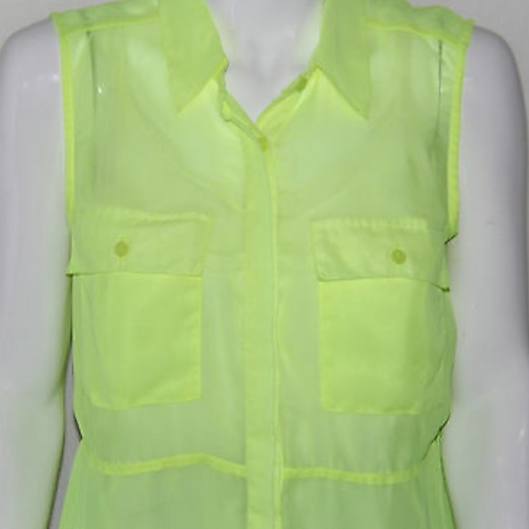 Neon Yellow Sheer Blouse - Picture 8 of 8